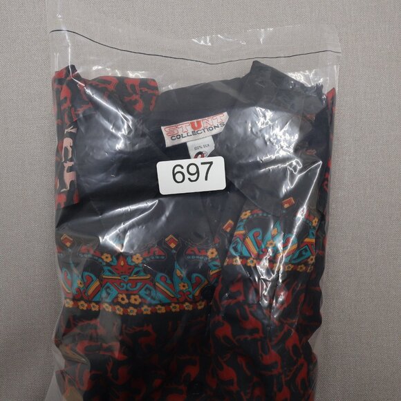 90s Stunt Collections 100% Silk Western Shirt Womens Medium Stag Deer Pattern - Picture 12 of 12